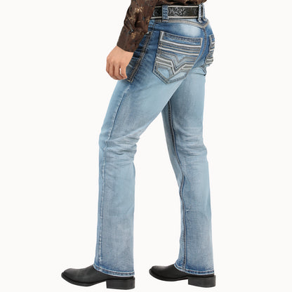 Lamasini Mens Emiliano Bootcut Jean - Light Blue 26502