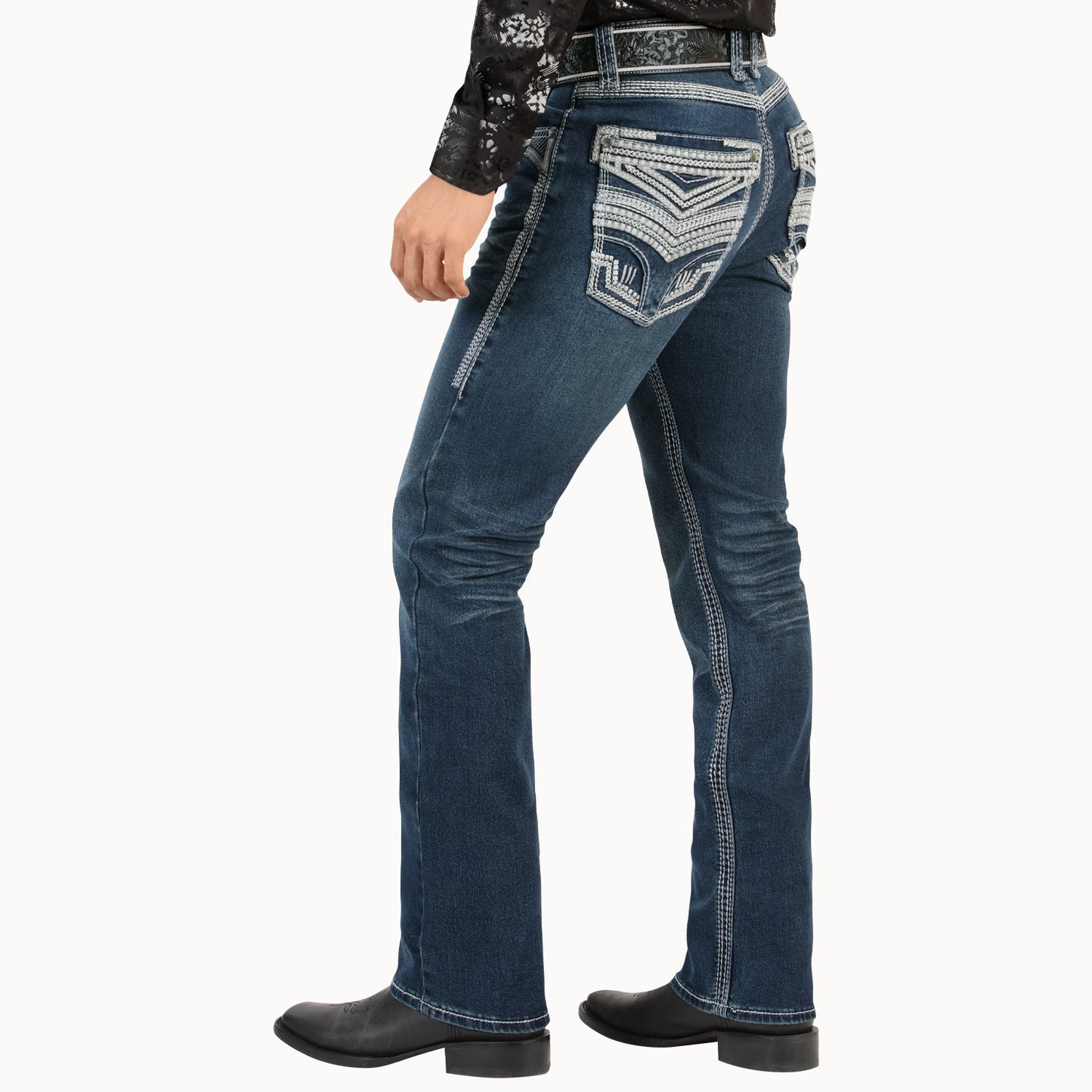 Lamasini Mens Marco Bootcut Jean - Dark Blue 26503