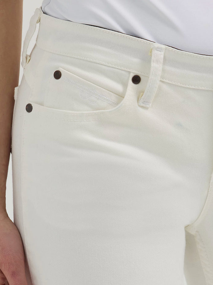 Wrangler Womens Ultimate Riding Jean Q-Baby Mid-Rise Bootcut -White