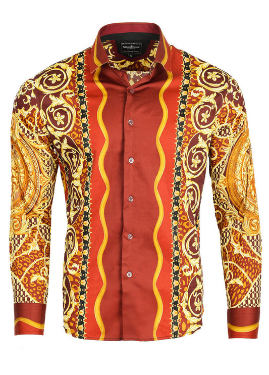 Barabas MenS Shirt Glance of Medusa Jeweled (Red)