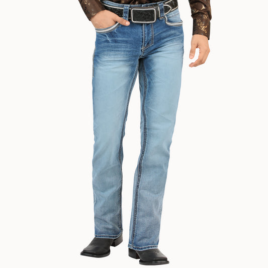 Lamasini Mens Emiliano Bootcut Jean - Light Blue 26502