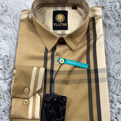 Platini Kids Modern Fit Plaid Shirt (Gold)
