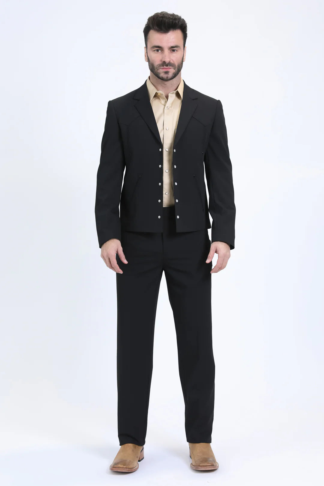 Platini Mens Western Sport Suit Set - Black