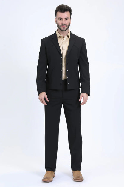 Platini Mens Western Sport Suit Set - Black