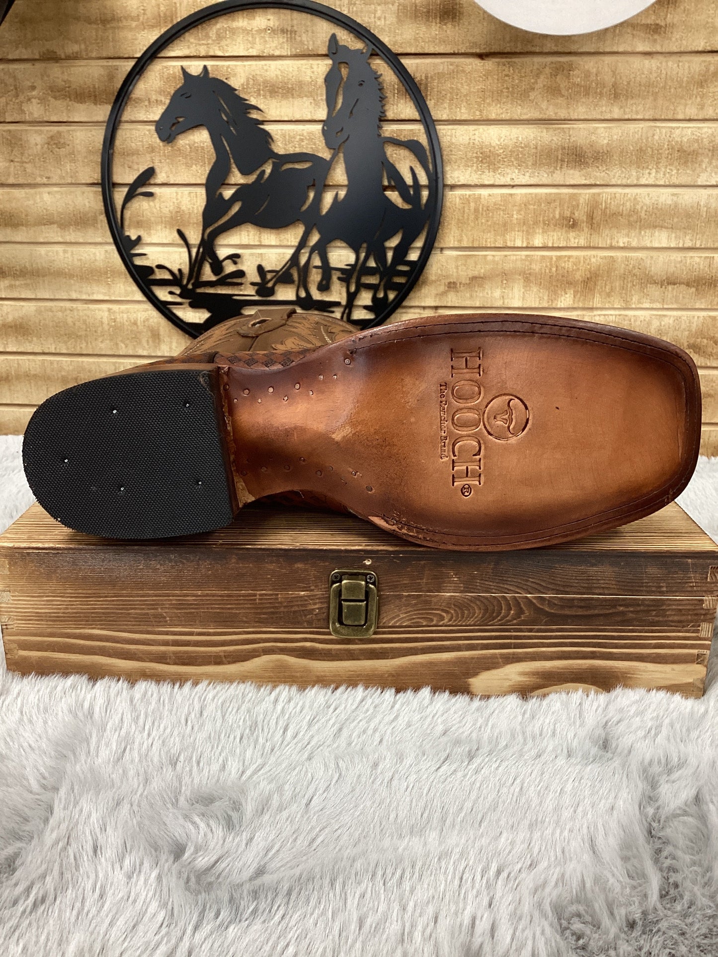 Hooch Mens Cowhide Square Toe Boots