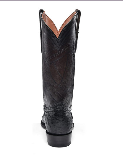 Cuadra Mens Ostrich Snip Toe Boot - Black
