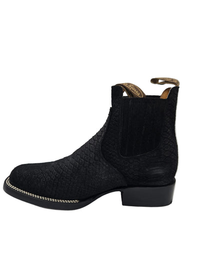 La Sierra Mens Python-Print Ankle Boots- Black 715