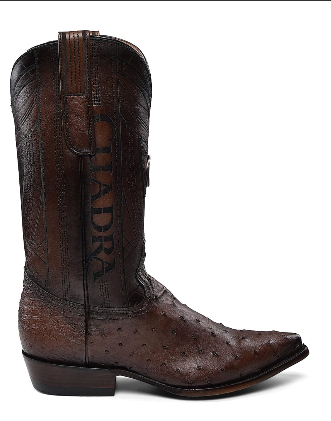 Cuadra Mens Ostrich Snip Toe Boot - Chocolate