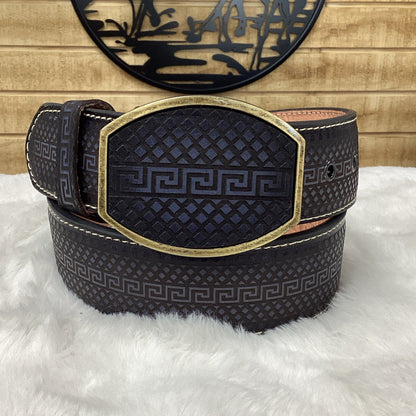 Del Cesar Roman Pattern Belt - Imperial Blue