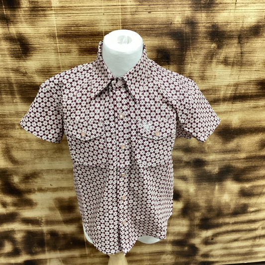 The American West Kids Half Sleeves Printed Shirt (Burgundy)