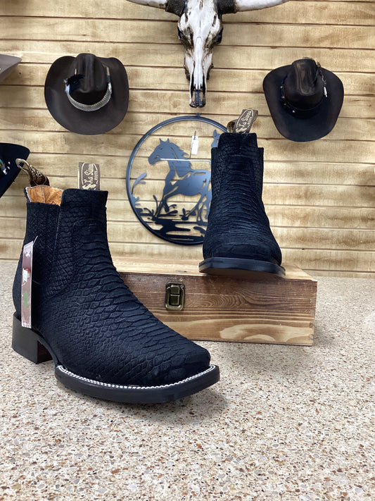 La Sierra Mens Python Print Ankle Boots- Black 715
