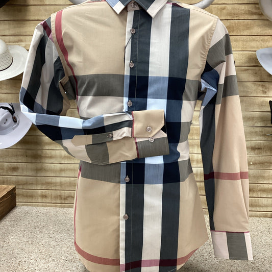 Morelli Mens Plaid shirt - Light Brown
