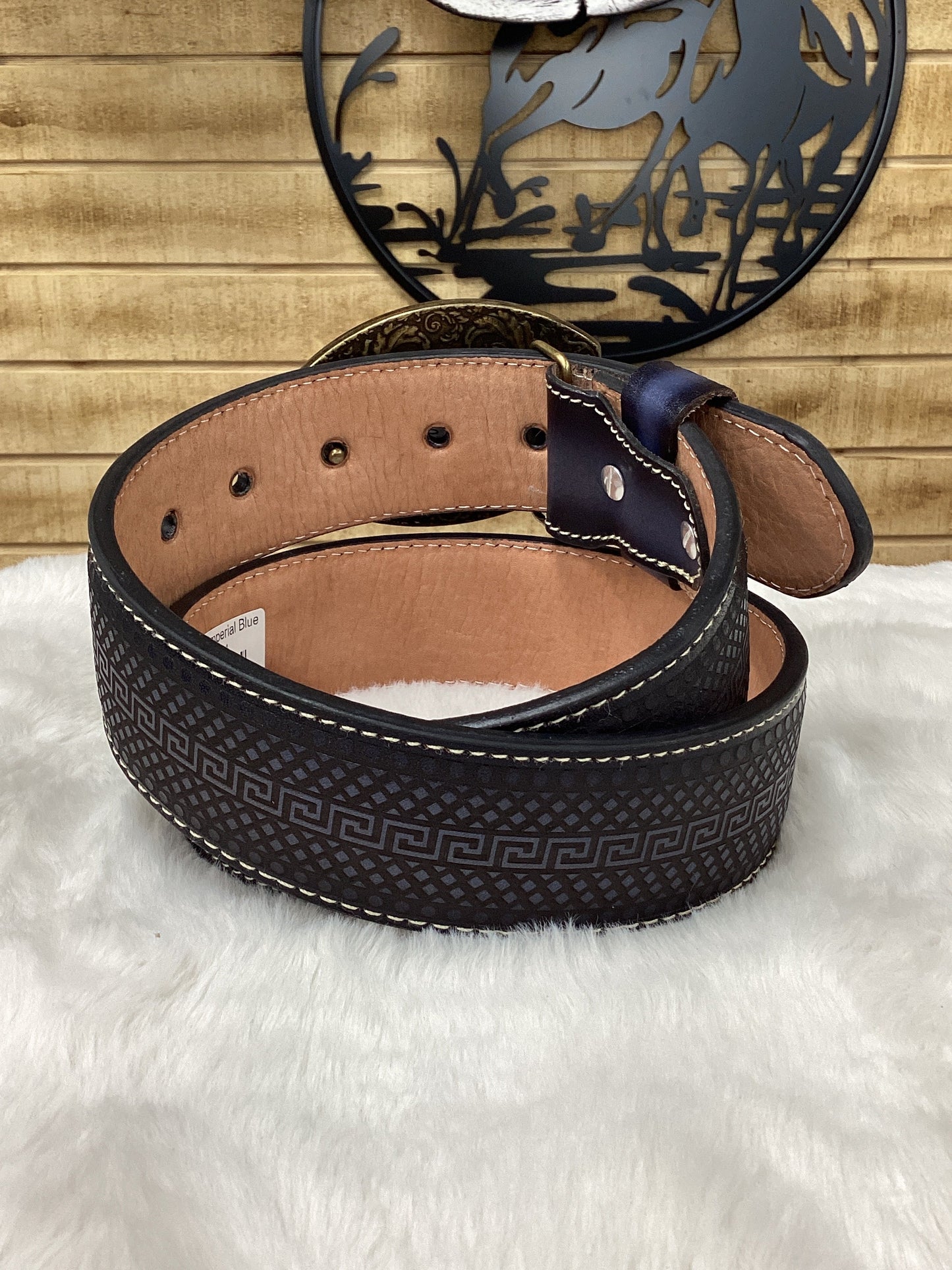 Del Cesar Roman Pattern Belt - Imperial Blue