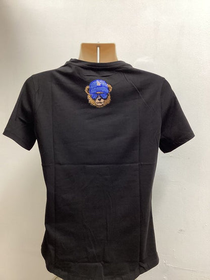 Mens Blue Bear Rhinestone Slim Fit  TShirt