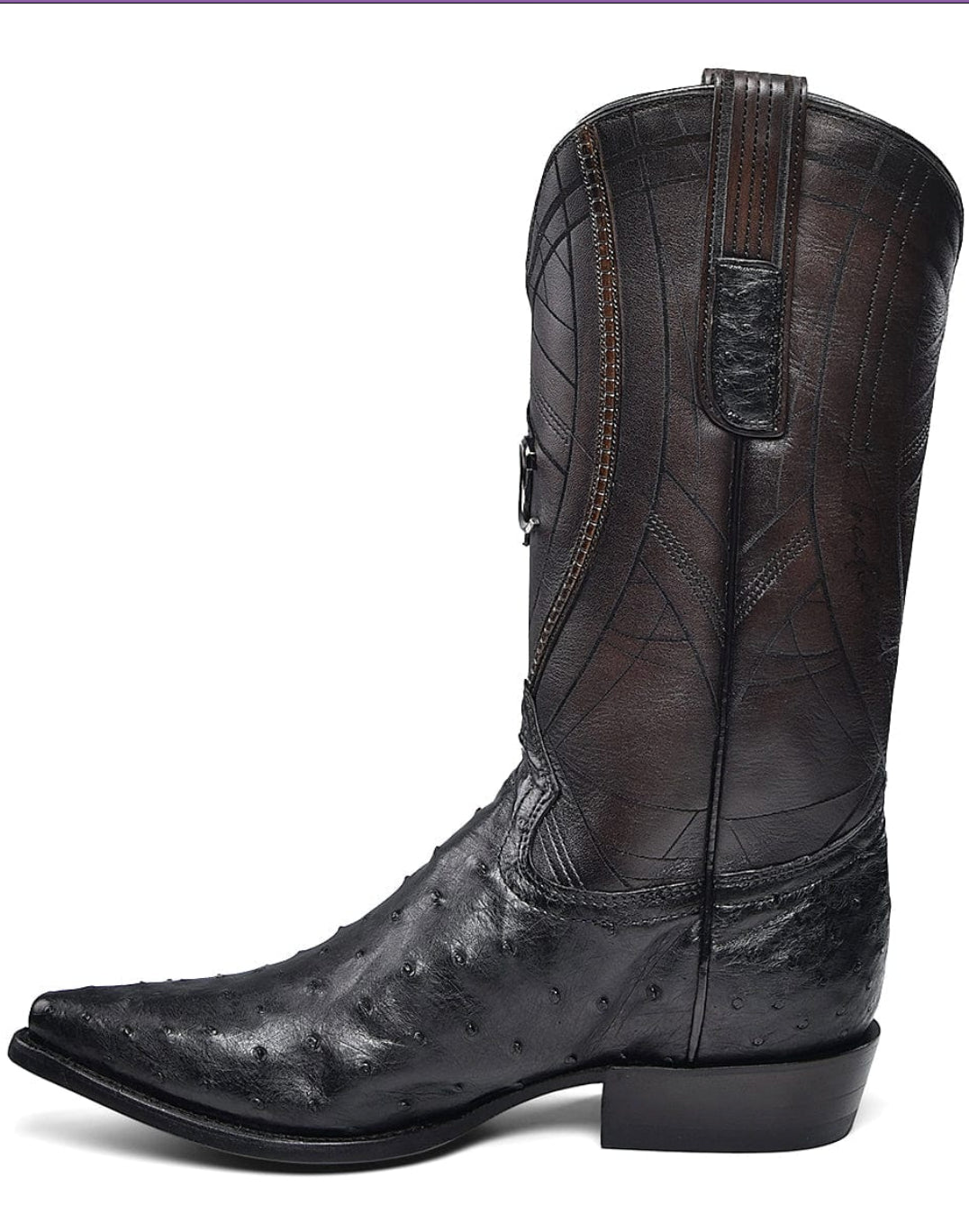 Cuadra Mens Ostrich Snip Toe Boot - Black