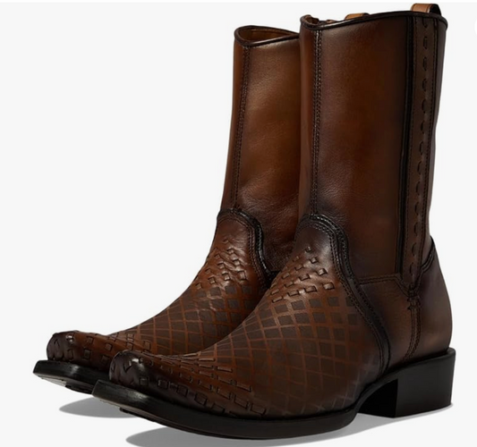 Cuadra Mens Woven and Lasers Low Shaft Boot - Maple