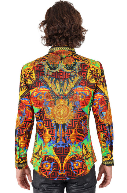 Barabas MenS Shirt Golden Butterflies Rhinestoned (Multi)