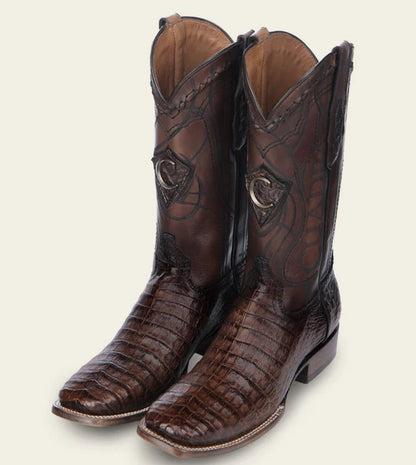 Cuadra Mens Caiman Laser & Embroidery Boot - Brown