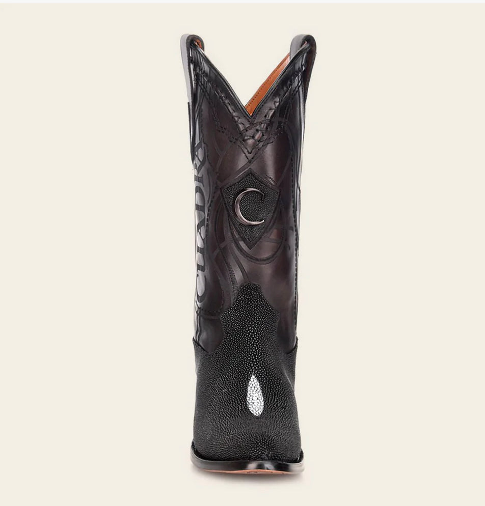 Cuadra Mens Stingray Laser & Embroidery Boot- Black