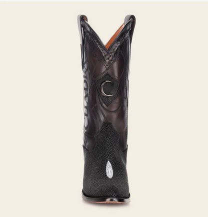 Cuadra Mens Stingray Laser & Embroidery Boot- Black