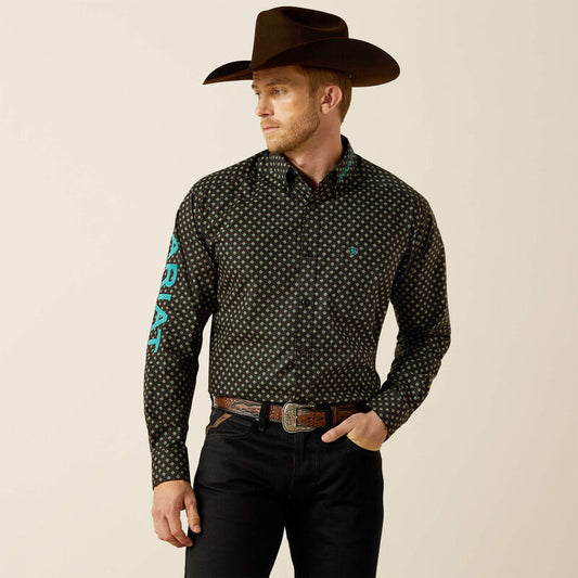Ariat Mens Team Philbert Classic Fit Shirt - Black/Teal