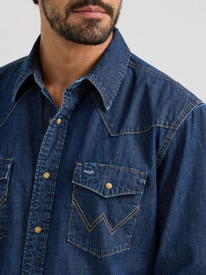 Wrangler Mens Classic Denim Western Snap Shirt