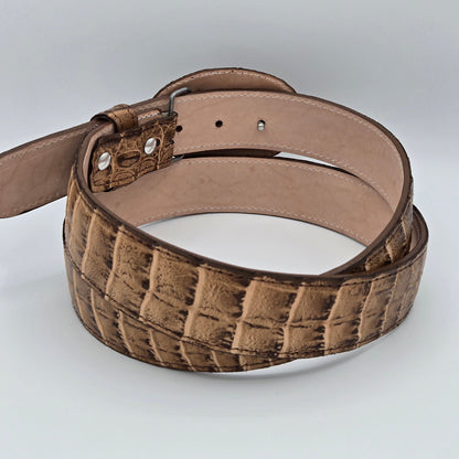 White Diamond Caiman Belly Print Belt