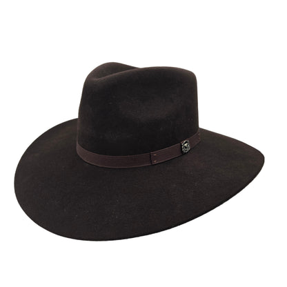 White Diamond Albany Texana Wool Felt Hat - Dark Chocolate