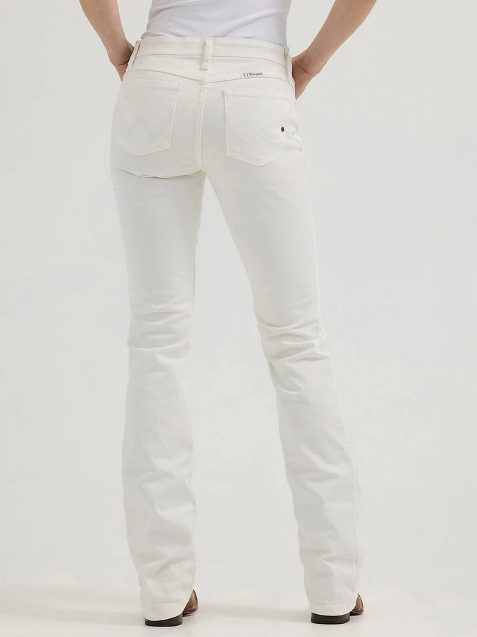 Wrangler Womens Ultimate Riding Jean Q-Baby Mid-Rise Bootcut -White
