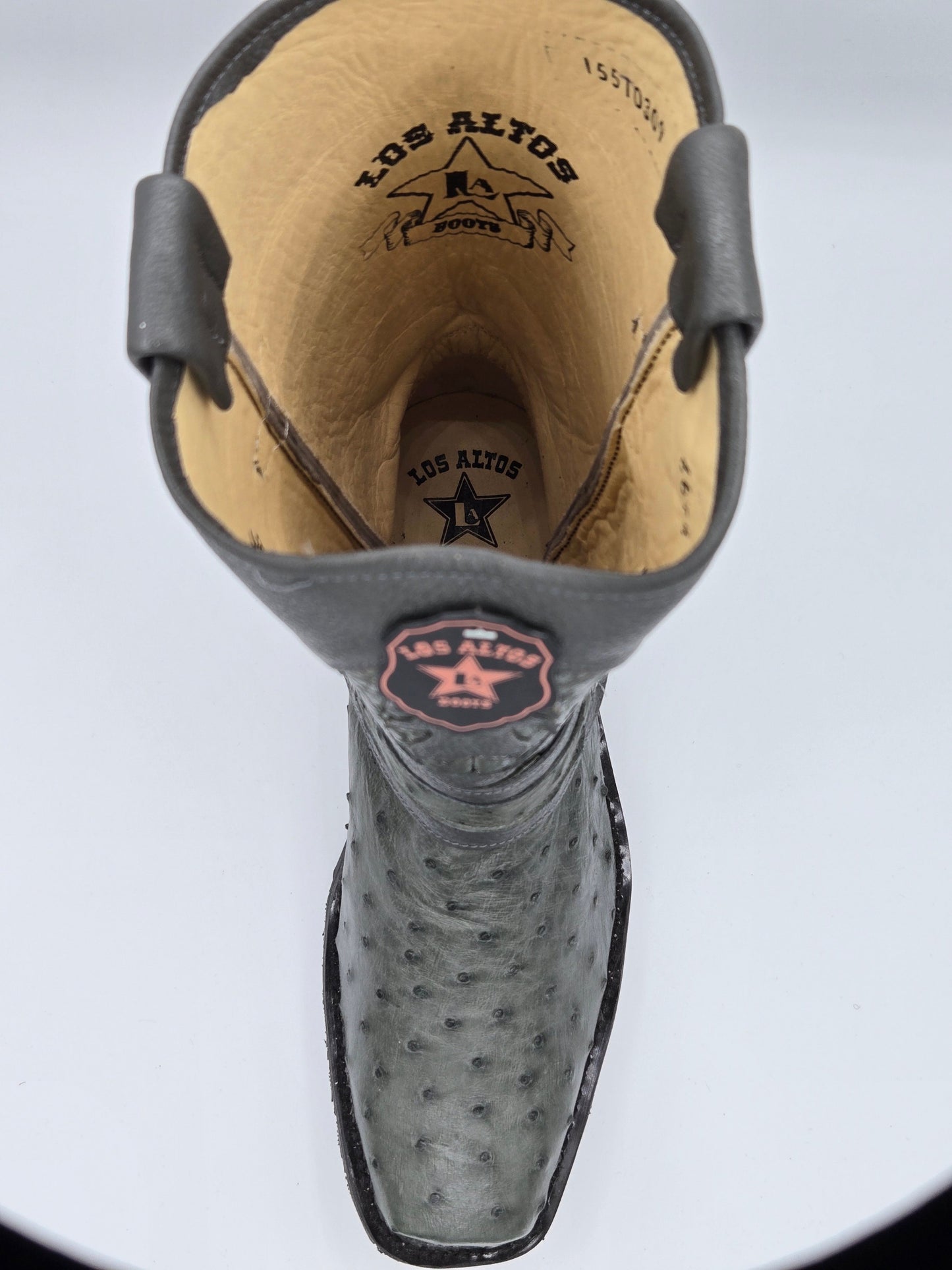 Los Altos Mens Ostrich Biker Boot - Grey