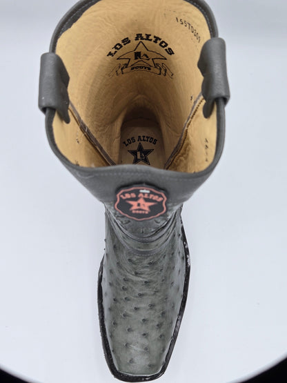 Los Altos Mens Ostrich Biker Boot - Grey