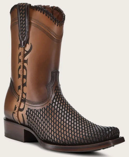 Cuadra Mens Urban Laser & Woven Low Shaft Boot - Denver Brown CU817