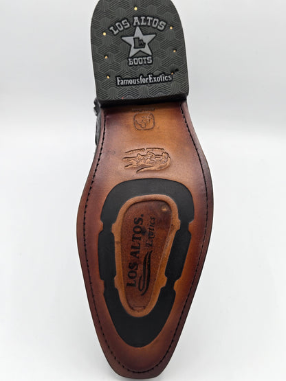 Los Altos Mens Caiman Belly Dress Boot - Black 8205