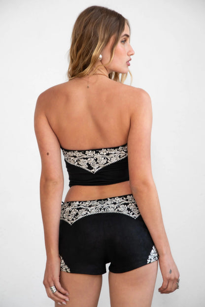 Montana Womens Embroidered Suede Shorts