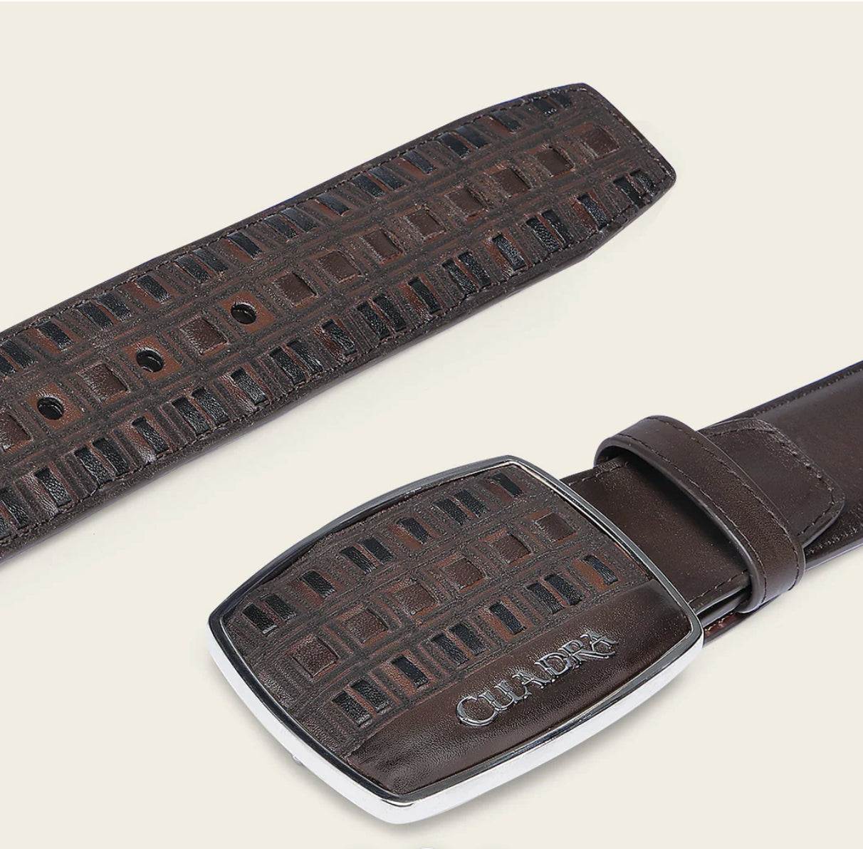 Cuadra Mens Bovine Embroidery Belt - Brown BC401