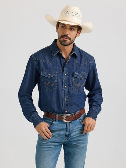 Wrangler Mens Classic Denim Western Snap Shirt