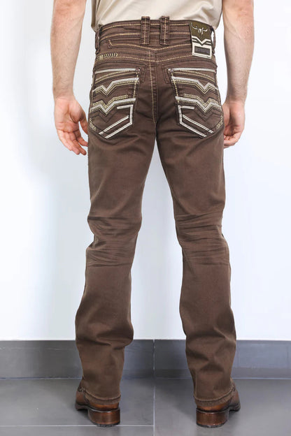 Platini Holt Slim Boot-Cut Jeans - Brown