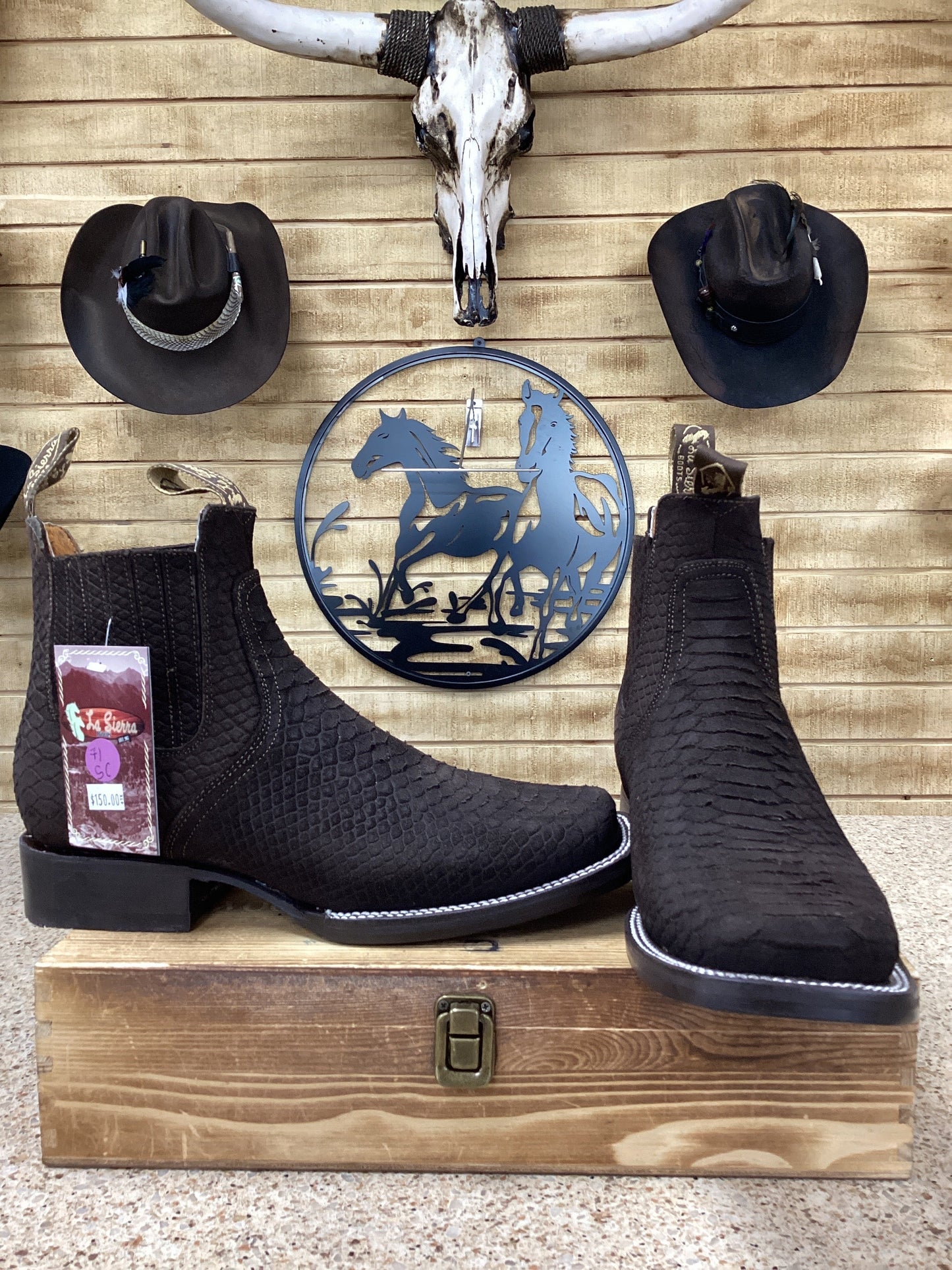 La Sierra Mens Python Print Ankle Boot -Brown