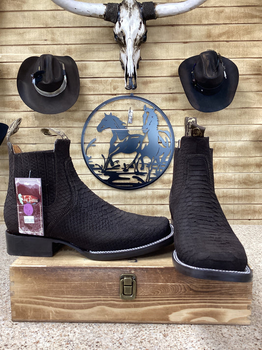 La Sierra Mens Python Print Ankle Boot -Brown