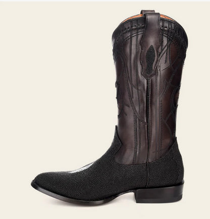 Cuadra Mens Stingray Laser & Embroidery Boot- Black