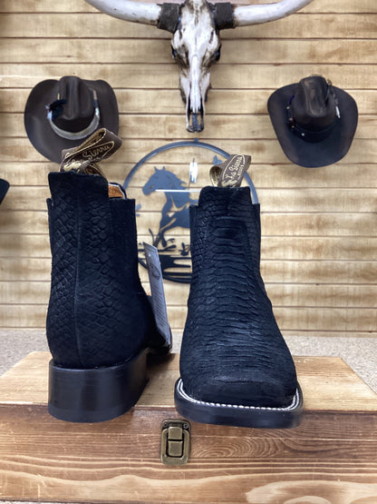 La Sierra Mens Python Print Ankle Boots- Black 715