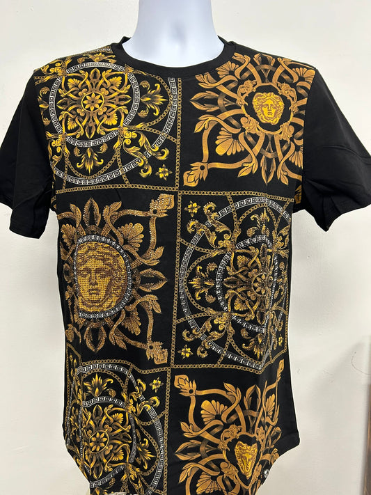 Mens Medusa Rhinestone Slim Fit Tshirt