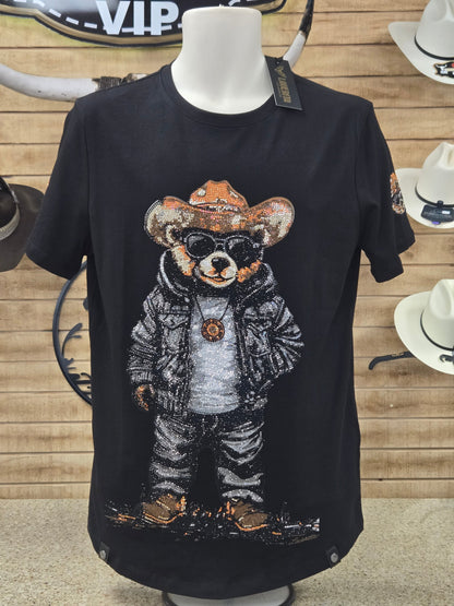 Mens Belico Bear Rhinestone Slim Fit  Tshirt