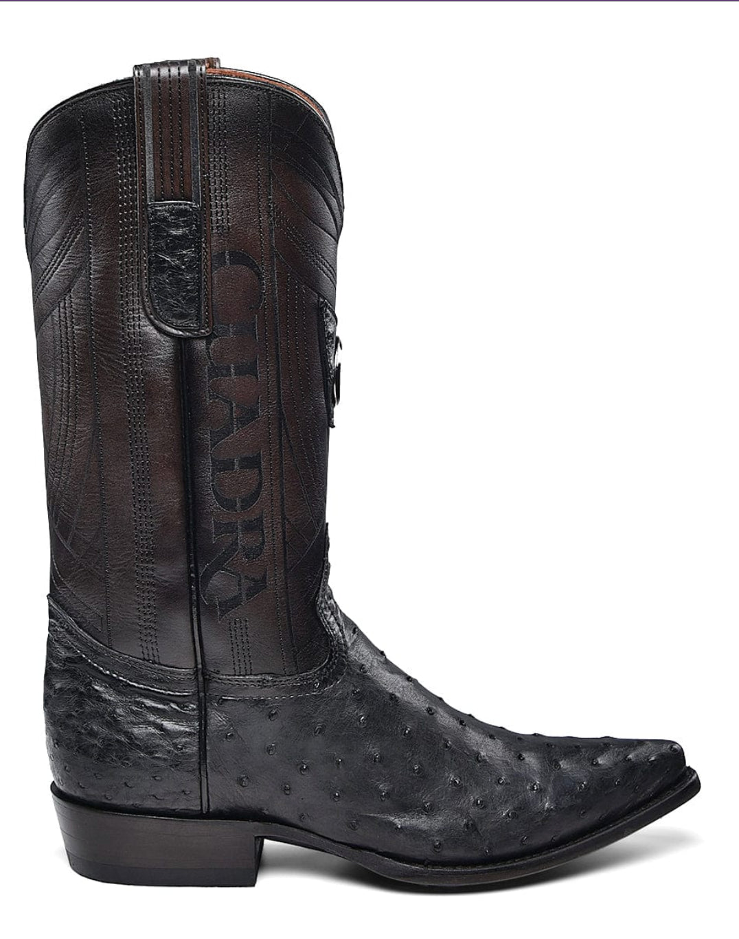 Cuadra Mens Ostrich Snip Toe Boot - Black