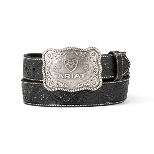 Ariat Mens Embossed Trophy Buckle Belt - Black