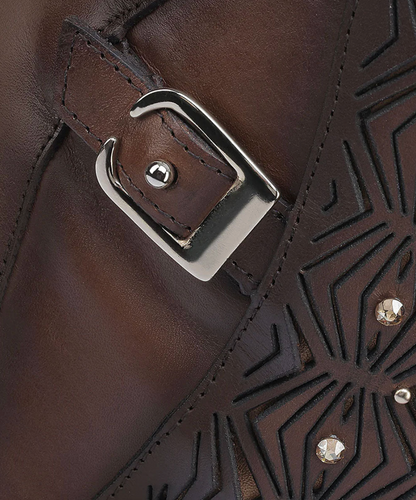 Cuadra Womens Artisan Zipper and Studs Bootie - Honey