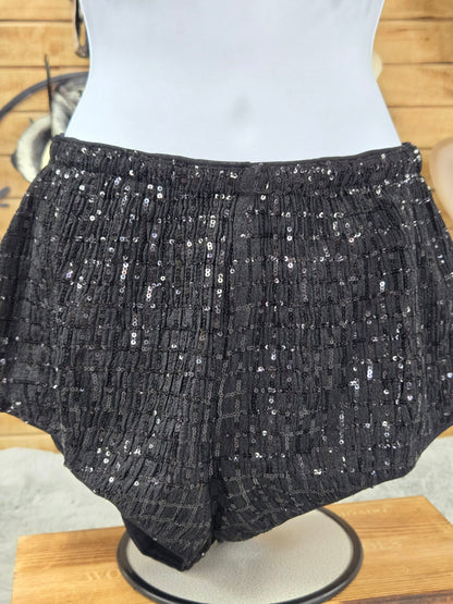 Hot & Delicous Womens Black Glitter Short and Bra Set