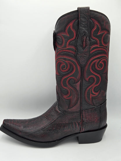 Los Altos Mens Ostrich Leg Snip Toe - Black Cherry