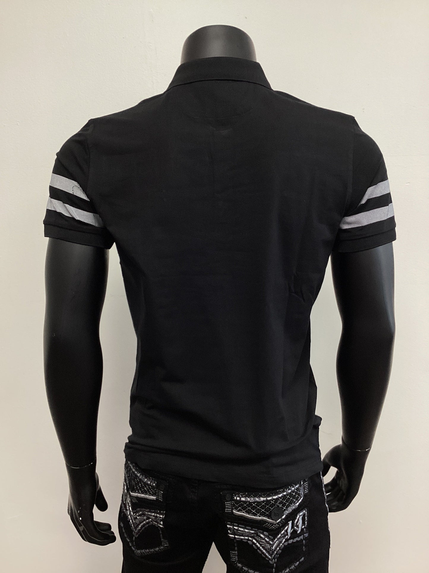 Mens Black Shirt with Stripes