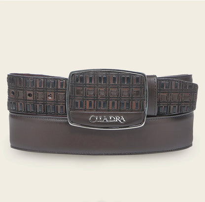 Cuadra Mens Bovine Embroidery Belt - Brown BC401